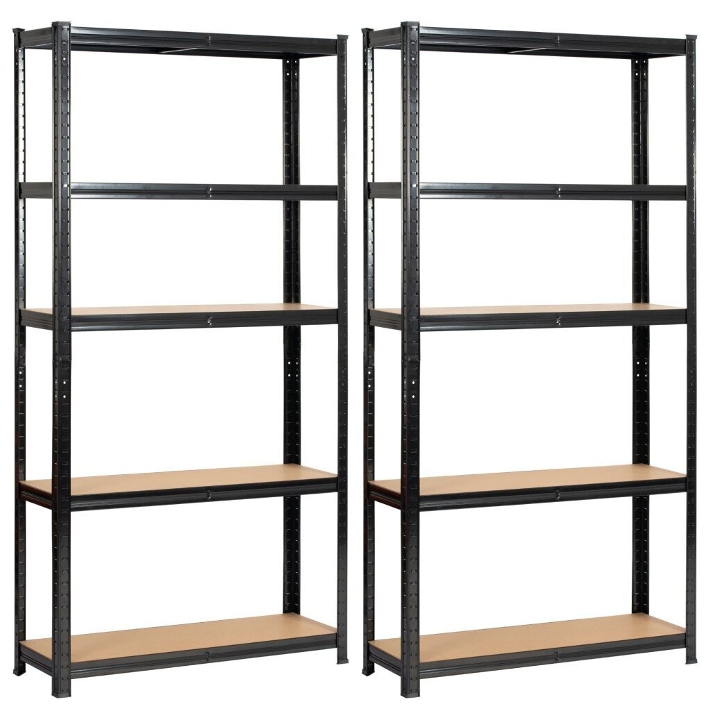 2x - Metalinių Lentynų Komplektas 90x30x180 cm Juodos