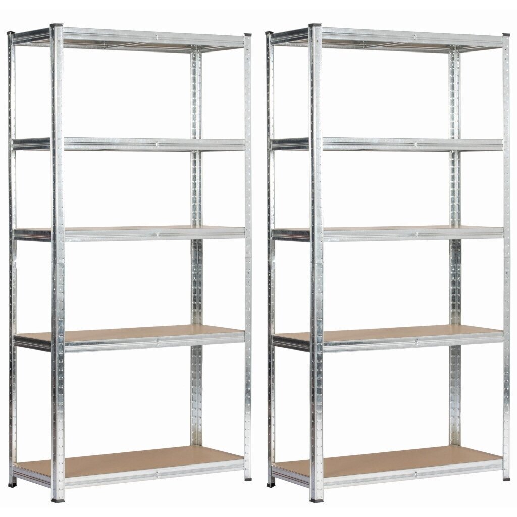 2x - Metalinių Lentynų Komplektas 90x40x180 cm Sidabrines