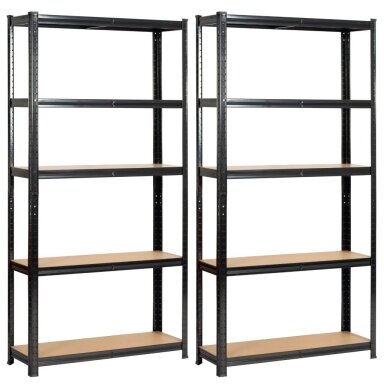 2x - Metalinių Lentynų Komplektas 90x30x180 cm Juodos