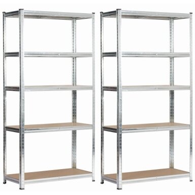 2x - Metalinių Lentynų Komplektas 90x40x180 cm Sidabrines