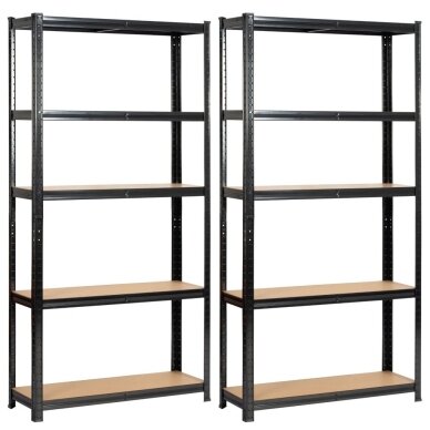 2x - Metalinių Lentynų Komplektas 90x30x180 cm Juodos