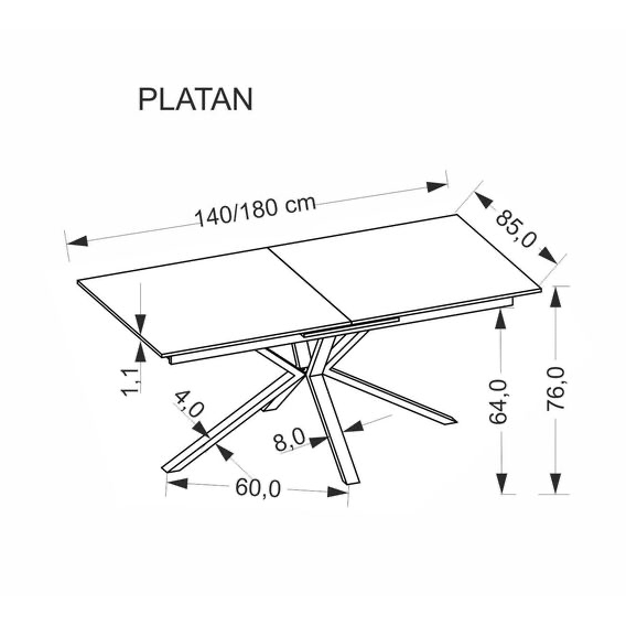 Išskleidžiamas Stalas PLATAN 4
