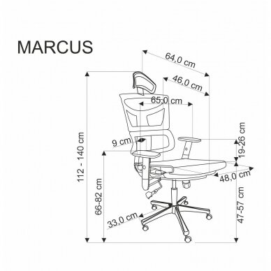 MARCUS ergonominė biuro kėdė su ratukais 12 MARCUS ergonominė biuro kėdė su ratukais 12
