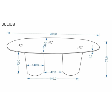 Ovalus Stalas JULIUS 4