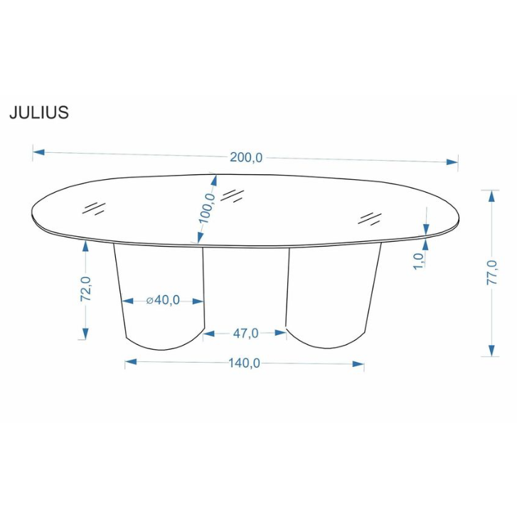 Ovalus Stalas JULIUS 4