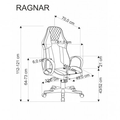 RAGNAR mėlyna biuro kėdė su ratukais 10 RAGNAR mėlyna biuro kėdė su ratukais 10