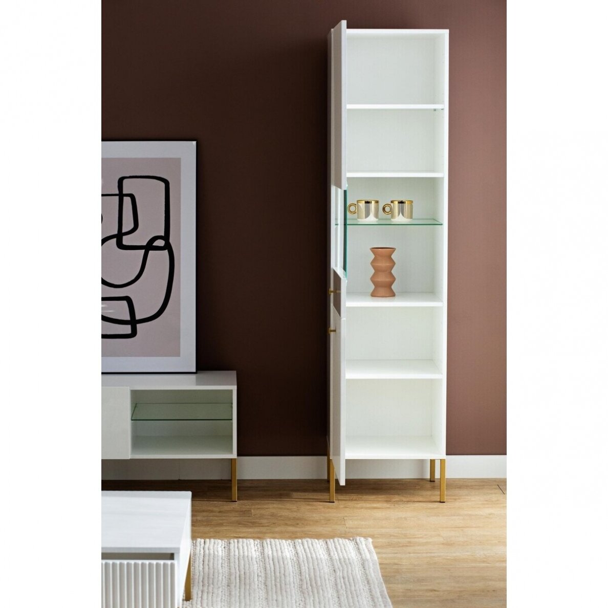 Vitrina Viena 2D Balta / Auksinė 2 Vitrina Viena 2D Balta / Auksinė 2