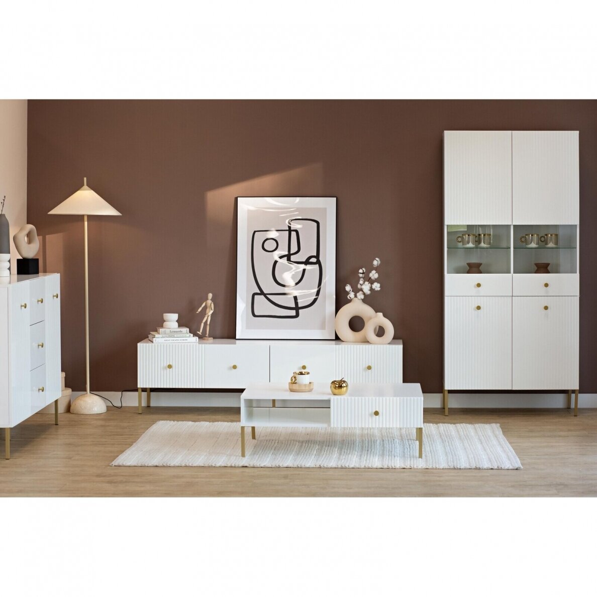 Vitrina Viena 4D Balta / Auksinė 1 Vitrina Viena 4D Balta / Auksinė 1